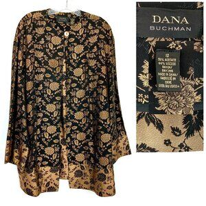 DANA BUCHMAN Baroque Jacquard Black and Gold Jacket Sz 10